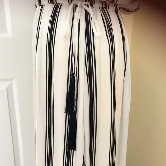 NWOT Loft Black & White Stripe Medium Tall Maxi Dress - Picture 3 of 11